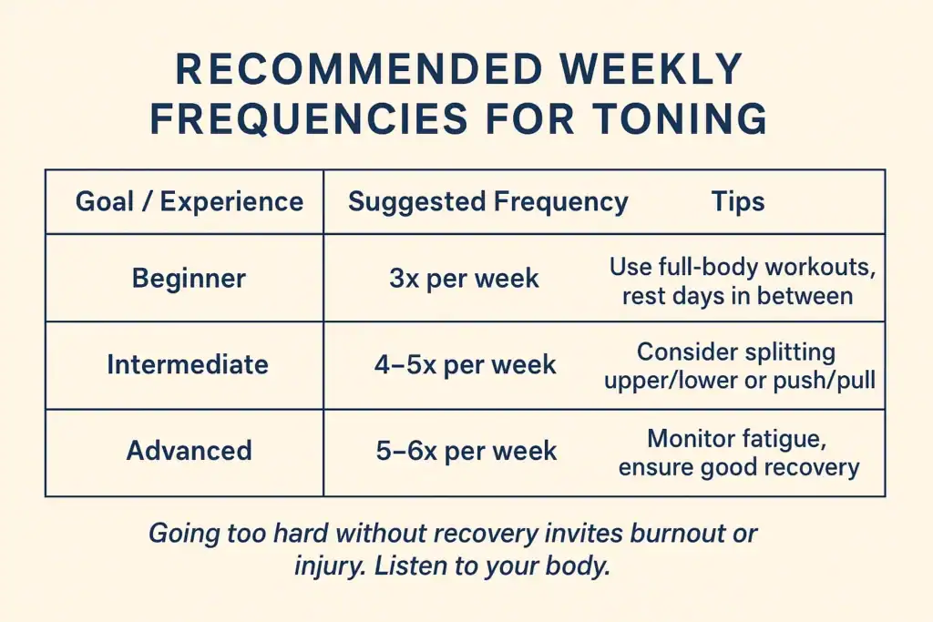 Achieving the Perfect Tone: How Often Should You Exercise for Results? 2 Graphic to show how often you should do exercise to help with toning High Wycombe